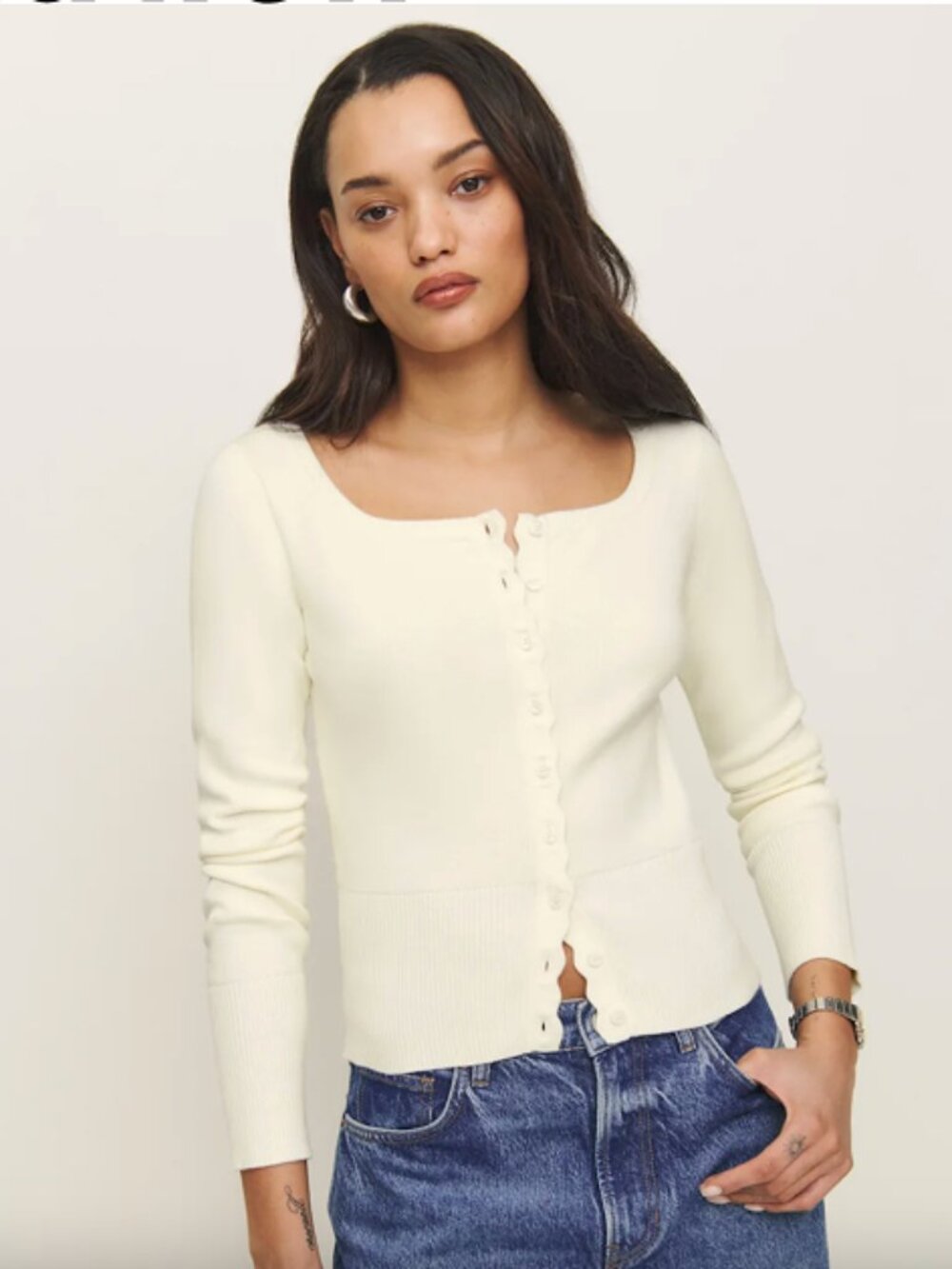 Reformation Aura Cotton Cardigan - Fior Di Latte - sold out!